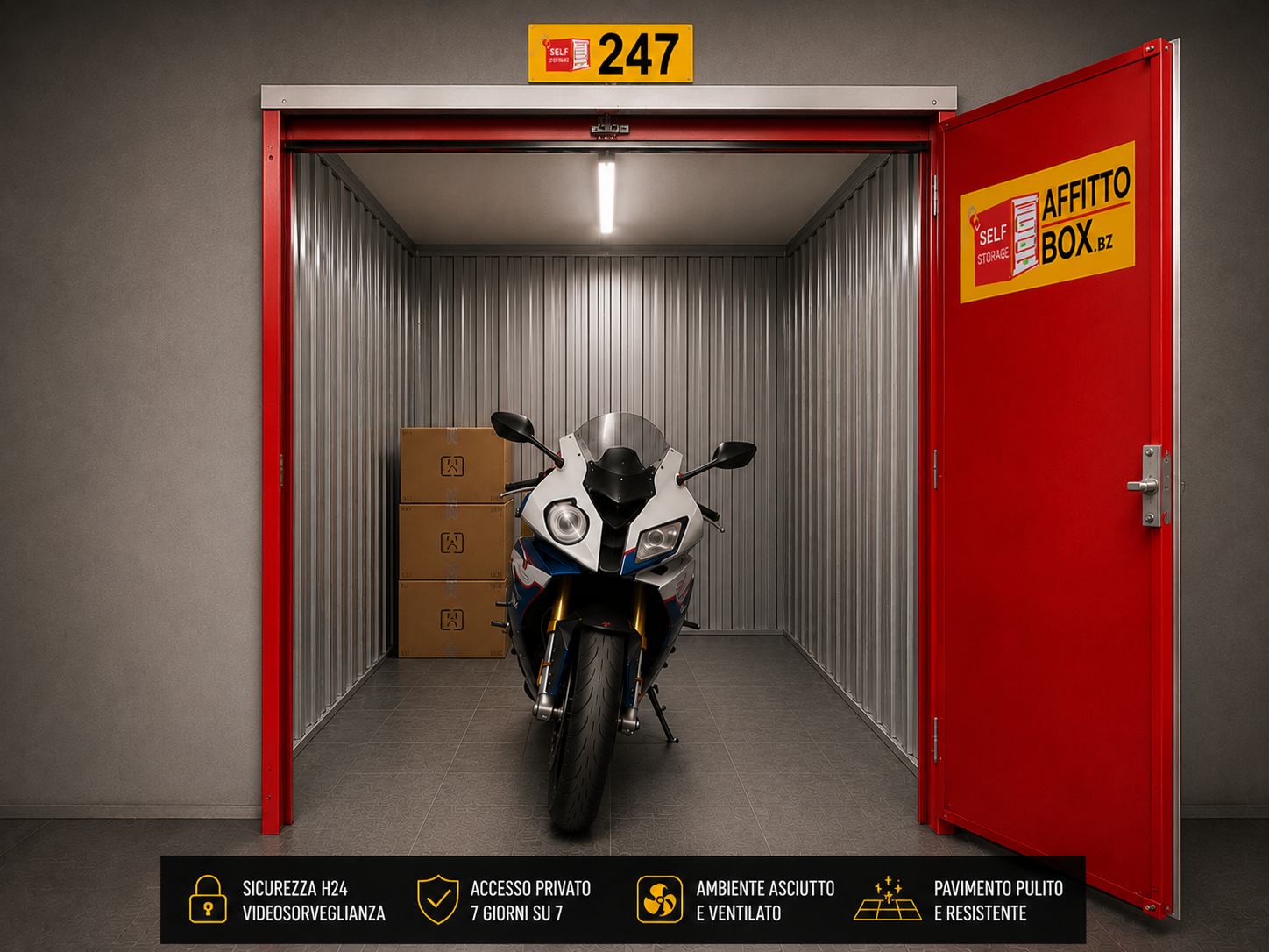 Deposito moto sicuro a Bolzano - moto nel box